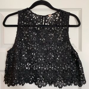 Free People Black Lace Crop Top